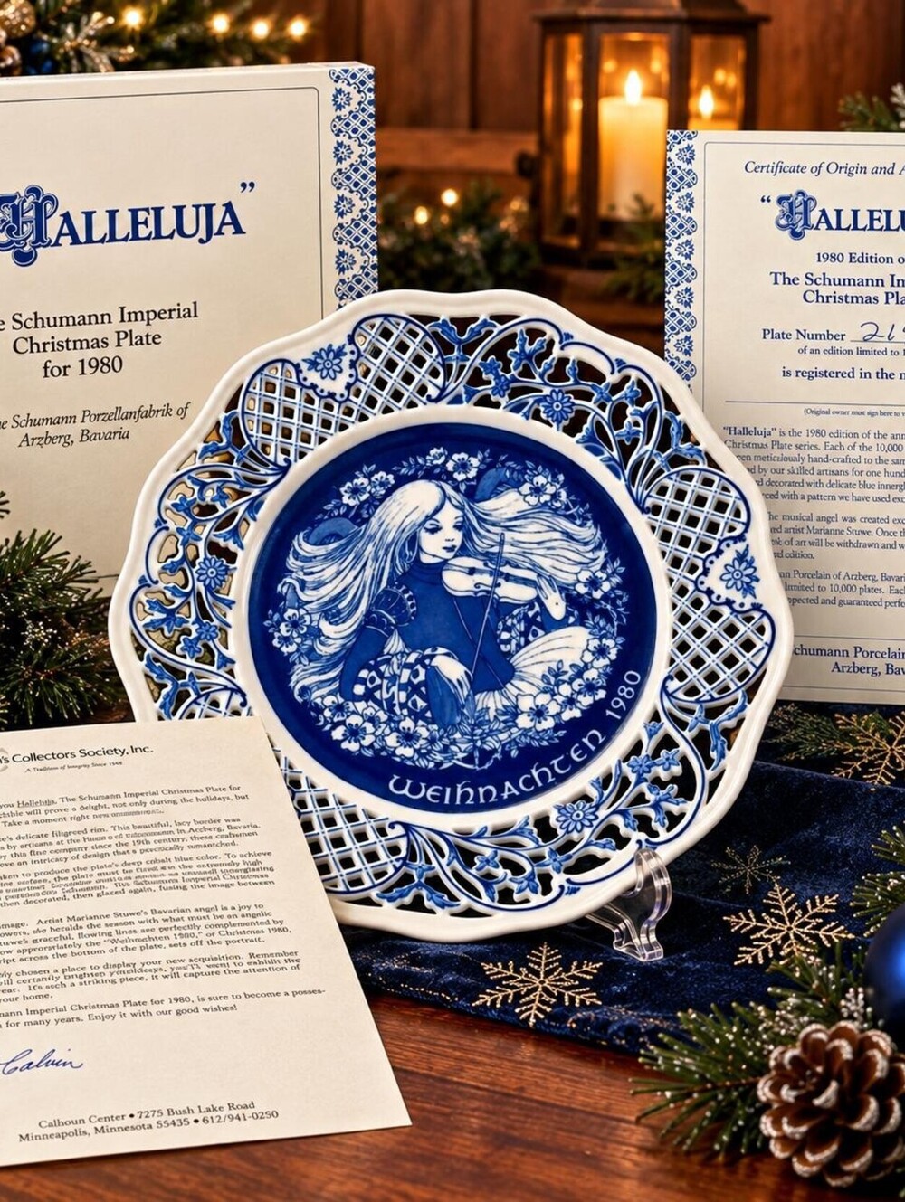 Schumann Imperial Christmas Plate Halleluja Bavaria Porcelain With Box And COA